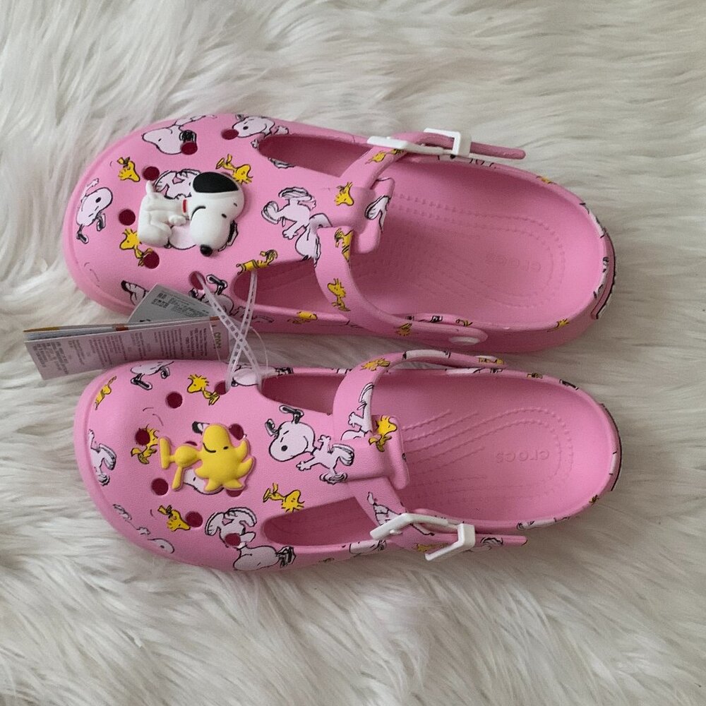 CROCS X PEANUTS Mary Jane Clog in Pink Sz Men 5/Women 7 - Picture 4 of 8
